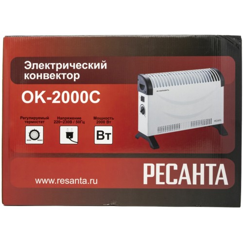 Конвектор РЕСАНТА ОК-2000С (стич) [67/4/8] 2,0 кВт., напряжение сети 220-230 В, 50 Гц }